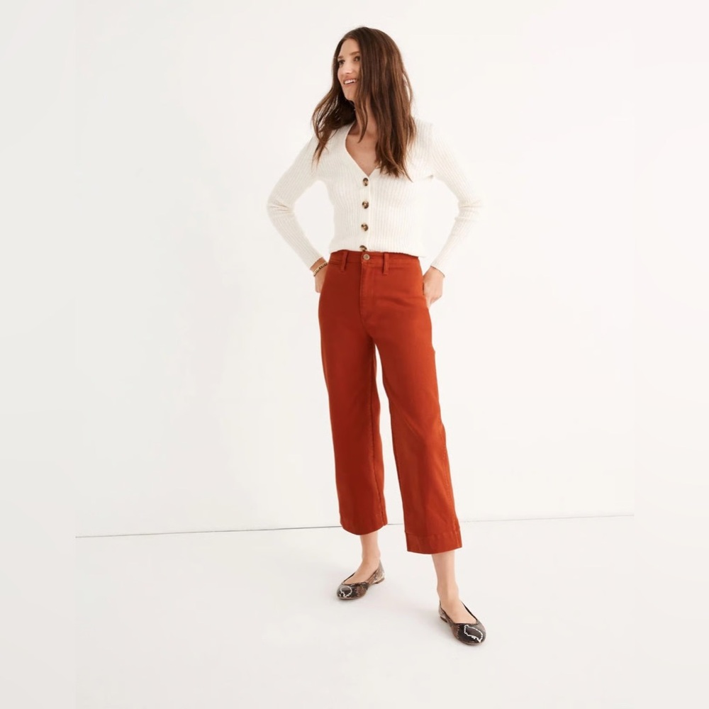 Madewell Women's Cropped Rust Orange Wide Leg Pants